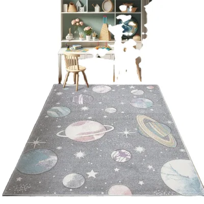 Children's Room Rug Baby Girl Boy Modern Rainbow Cloud Animal Motif Multicolor Polypropylene