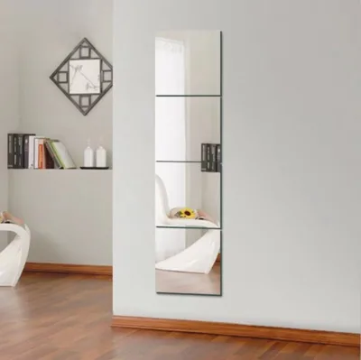 Acrylic Mirror Wall Sticker Self-Adhesive Soft Square Shape Decal Mirror Modern Design for Home Bedroom Dormitory Dressing room