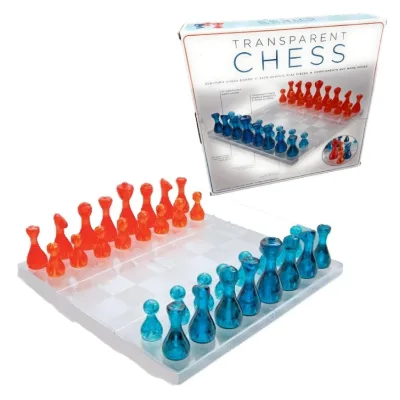 Premium Transparent Acrylic Chess Board Set 32 Translucent Game Pieces for Display by Adults Kids