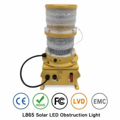 L1865 Medium Intensity Type B a Flashing Red IP66 Beacon LED Solar Aviation Obstruction Lights for Airport Aircraft
