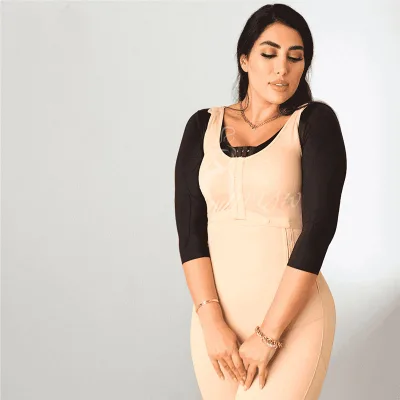 Full Body Sculpting Corset for Postpartum Surgery and Events Plus Size Three Breasted Round Neck Body Shaper Pants Butt Lifter