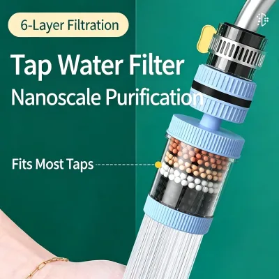 Wholesale PP ABS Kitchen Sink Water Filter 6 Layer Mineral Filtration Anti-Splash Universal Tap Strainer 4 Colors
