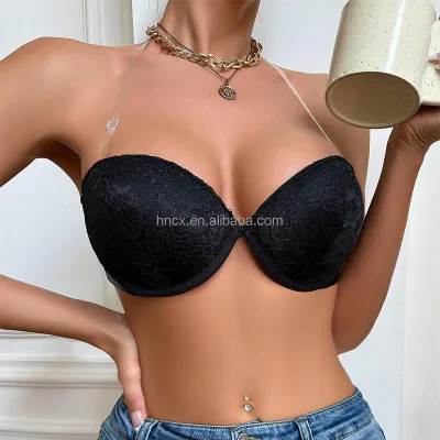 2025 Hot Selling Adjustable Beauty Bra Backless Strapless Knitted Cup Custom Logo Position Breathable Seamless Padded Thin Solid