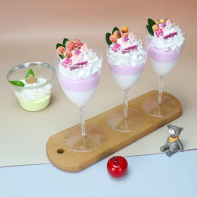Round  Ice Cream Cheesecake 240ml PS Dessert Cup Disposable champagne Wine Goblet Cup  for Parties