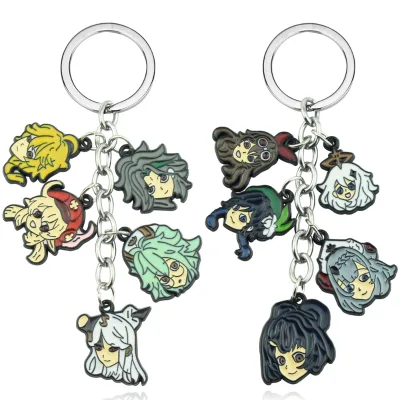 Game Genshin Impact Key Chain Amber Traveler Barbara Beidou Anime Figure Alloy Pendant Metal Keyring Cosplay Fans' Jewelry