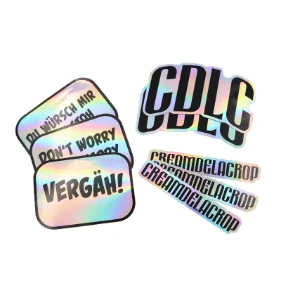 Holographic Laser Adhesive Cartoon Stickers with Plain Logo Color Full-Pierce Labels Printed Irregular Shape for Agriculture Use