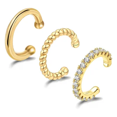 3pcs/set Fashion Cubic Zirconia Ear Cuffs Without Piercing Ear Clip on Earring Non-Piercing Cartilage Earrings for Women Jewelry