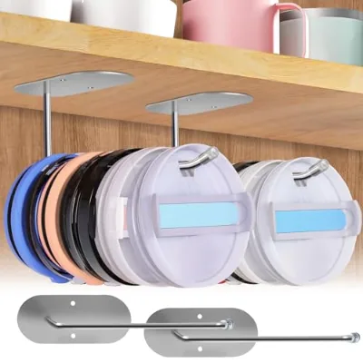 Newest Plastic Lid Organizer Holder for Yeti Inside Cabinet Storage 30 Lids Capacity No Adhesive No Drill Required Kitchen Use