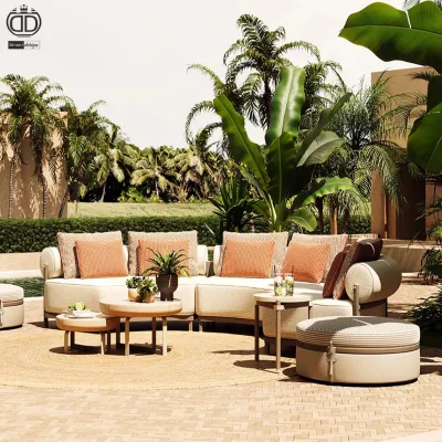 Modern Outdoor Sectional Lounge Sofa Set Curved Garden Furniture for Home LuxuryPatio Hotels Villas Parks