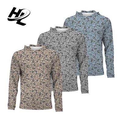 Custom Men's Performance Vintage Camo Printed 50 Hooded Long Sleeve Ultra Thin 4-Way Stretch Moisture-Wicking Lightweight Hoodie