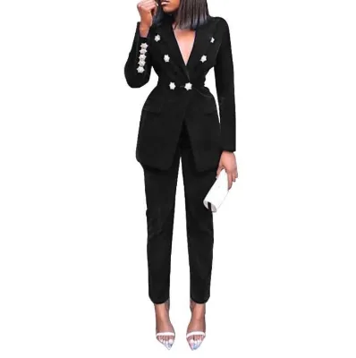 2025 New Four Seasons Style Solid Color Luxury High Quality Ladies Casual Business Office Blazer Suits