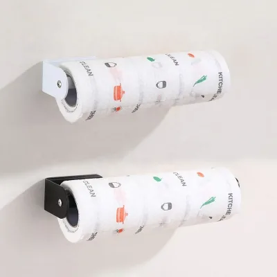 No Drilling Wall Mounted Bathroom Toilet Paper Roll Holder Self Adhesive Black Color Toilet Roll Holder