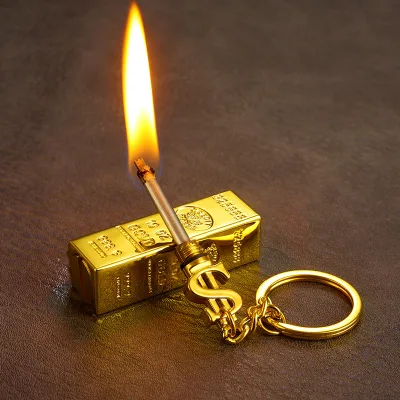 New Metal Golden Bar Shaped Key Chain Lighter Multifunctional Kerosene Lighter