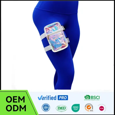 Custom Holographic PVC Thigh Bag Leg Pouch Harness Women Summer Travel Hiking Pack Dazzling PVC Waterproof Carnival Leg Bag