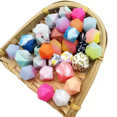 Polygonal Glow-in-light  DIY Beads Silicone Lentil Bead 12mm Silicone Abacus Beads for Necklace Bracelet Lanyard Keychain