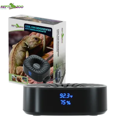 REPTIZOO Custom Logo Eco-Friendly Durable Reptile Air Purifier Fan Air Cooler Dehumidifier Glass Terrarium Thermo-hugrometer