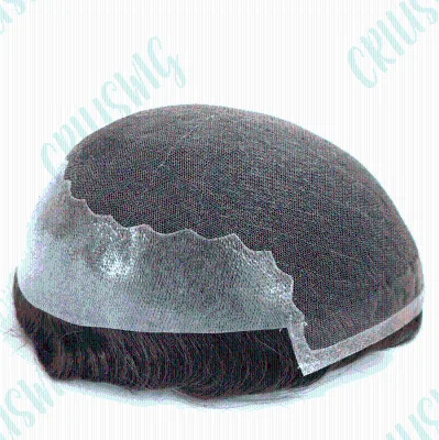 Q6 Remy Four-Hole Lace Closure Toupee Indian Virgin Hair Full Lace Toupee for Men Grade Hair Curly Haircut