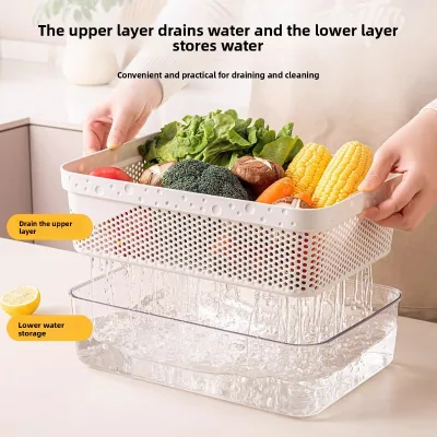 Kitchen Double-Layer Draining Basket Vegetable-Washing Basin-Thickened Design Multi-Functional Sink Accessory for Home Use