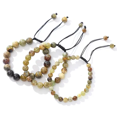 Girls Natural Stone Bangle Bracelet Natural Green Garnet Ladies Bangles Custom Natural Stone Bangle