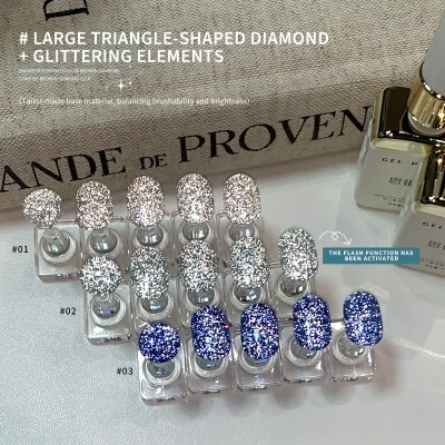 12ml 3 Colors Summer Sparkling Sea Star Crushed Nail Gel New Triangle Big Crushed Diamond Glitter Gel Needs Nail Lamp to Dry