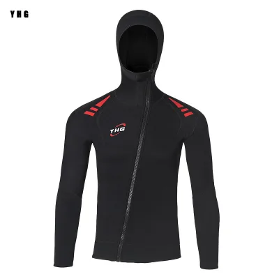 Factory Direct Men's 3mm Split Diving Suit Long-Sleeved Hooded Swimsuit Summer Non-Slip Waterproof Chest Zip Wetsuit Warm Sun
