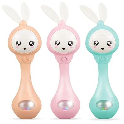 Baby Teether Rattle Toy with Light and Music Baby Early Educational Toy Bed Bell Newborn Infant Pacifier Weep Tear
