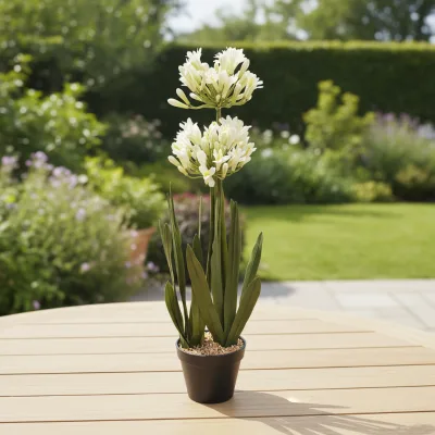 Fashion Design High Simulation Agapanthus Artificial Flowers Pots Eco-friendly Durable Modern Landscaper Office & Garden Decor