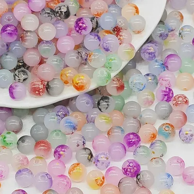 20PCS/Pack Glass Beads Round Beads Charm Crystal Beads Colorful Bulk for DIY Necklace Bracelet Jewelry Making