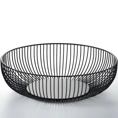 DSH Factory Supply Black Metal Single Layer Fruit Basket High Quality Fruit Basket Accept Customized