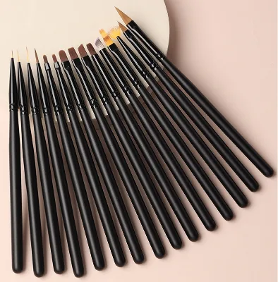 Customizable Black Wooden Handle Nail Art Brushes Animal Print 9 mm Nail Glue Brush Private Label Flat Paint Brush Nail Glitter