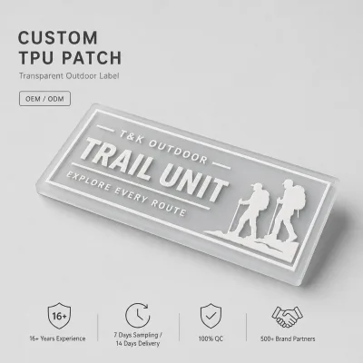Custom Transparent TPU Patch Frosted 3D Raised Logo Outdoor Waterproof Label for Jackets Backpacks Hiking Gear Branding
