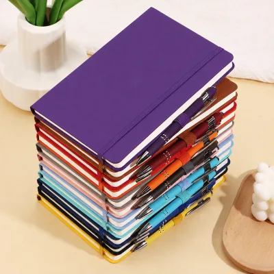 Wholesale A5 PUcover Notebook Thermal Binding Custom Printed LOGO Office Notepad Diary