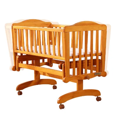 Small Cheap Pine Wood Baby Crib with Cradle Panel Kids Cribs