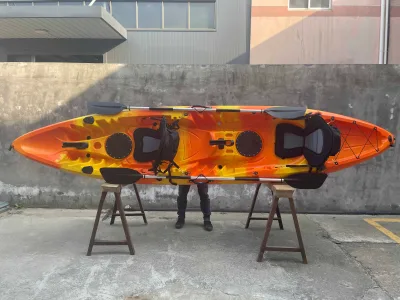 OEM Tandem Double Fishing Kayak Sit on Top Kayak Fishing Boat Foldable 3 Person Fishing Kayak Canoe