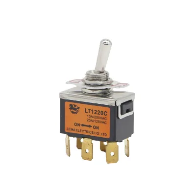 Wholesale LT1220C 15A 250VAC Quick Terminal Toggle Switch 6 Pin ON-ON Momentary Switch Made of Metal Bakelite 12V Max Voltage