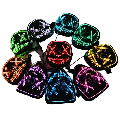 EL Halloween LED Light-Up Ghost Silhouette Facial Party Masks Grimace Tearing Mouth Masker Made of PP for Cosplay Costumes