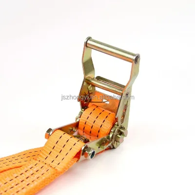 Powerful 1.5inch Orange Polyester Cargo Lashing Belt with J Hook 2 Inch Fastened Ratchet for Multifunctional Transportation