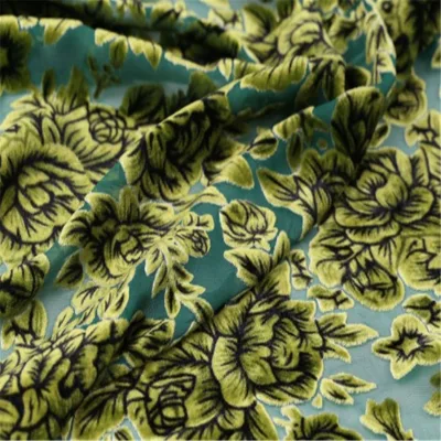 Classic Flower Design Silk Burn Out Velvet Fabric for Lady Elegant Garment Cheongsam