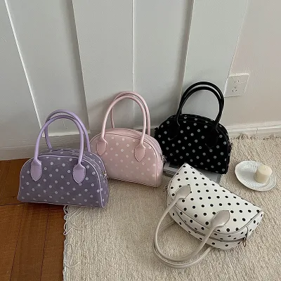 New Korean-Style Women's Petite Carry-On Cute Polka-Dot Pillow Shoulder Crossbody Bag with Zipper Handbag