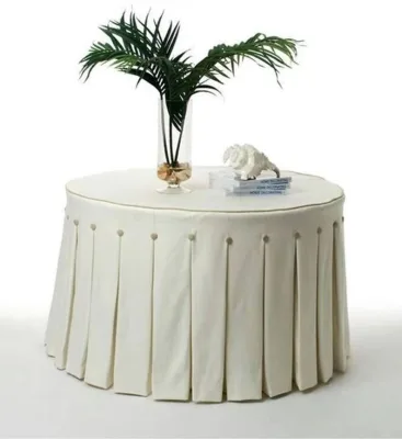 Luxurious Customize Pleated Table Skirting Designs Round Table Skirts with Pleats for Wedding