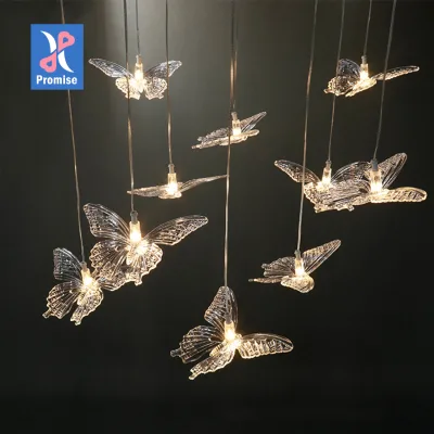 Fine Luxury Acrylic Chandelier Golden Butterfly Decoration Light for Wedding Ceiling Decorations