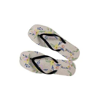 Wholesale Women's Leisure Pastoral Style Custom Printed Pattern Icon Flip-flop Woven Sole Beach Sandals From Chinese Factories