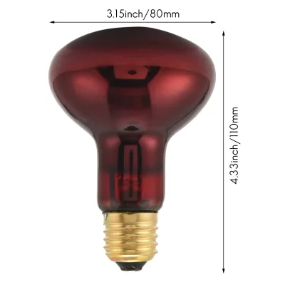 75W 100W  R80 Infrared Heat LampSpot Lamp Bulb for Pet Lizards Bearded Snakes & Amphibians
