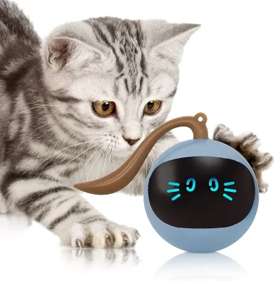 Factory Custom Interactive Cat Ball Toys Fun Tracker USB Automatic Moving Rolling Chase Ball with Tail Smart Cat Playing Toy