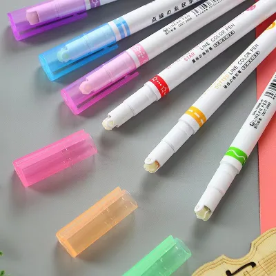Portable Decorative Linear Color Pen Slim Body Protective Pen Cap Multiple Cute Patterns for Outdoor Travel Hand Drafting