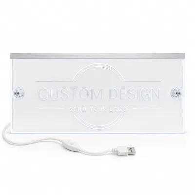 Custom LED Logo Sign Factory Wholesale Premium Cut Out Acrylic Business Display Plaque for Table Retail Branding Promotion