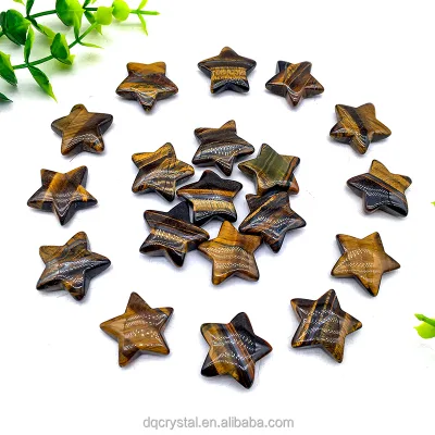 Wholesale Natural Crystal Craft Yellow tiger Eye Stone Star Carving Reiki Crystal 26mm Stars for Home Decoration