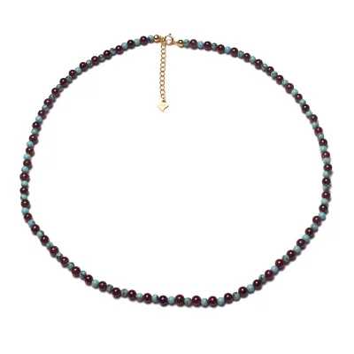 Fashion Vintage Natural Stone Gold Plated Beaded Necklace Birthday Party Gift Jewelry Necklace