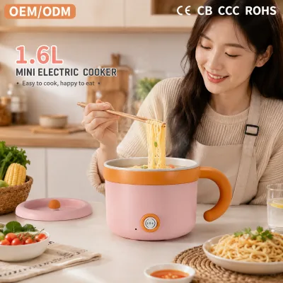 Pastel Electric Cooking Pot 1.6L 600W with Long Handle Compact Eco Friendly Energy Saving for Dormitory Household KL04002