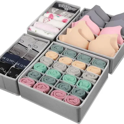 Factory Hot Sale Underwear Storage Box Household Non-woven Four-piece Storage Bag Bra Socks Underwear Organizing Box